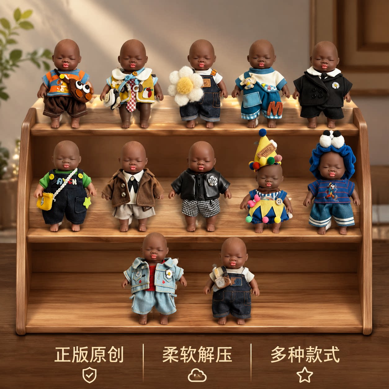 正版娜塔莎娃娃衣服tpr捏捏乐大小号解压玩具黑丑娃公仔人偶手办图片
