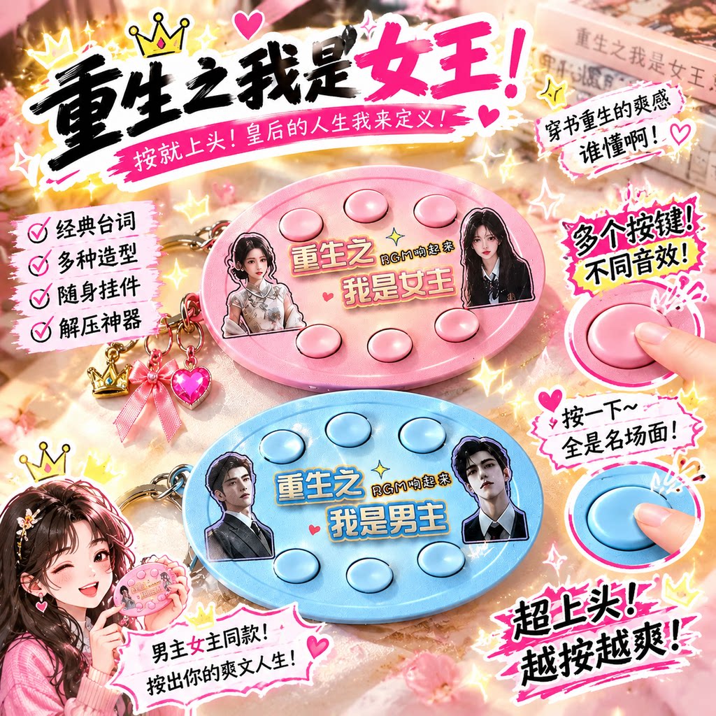 ai漫剧重生之我是女王周边语音小挂件女主bgm按键发声玩具钥匙扣