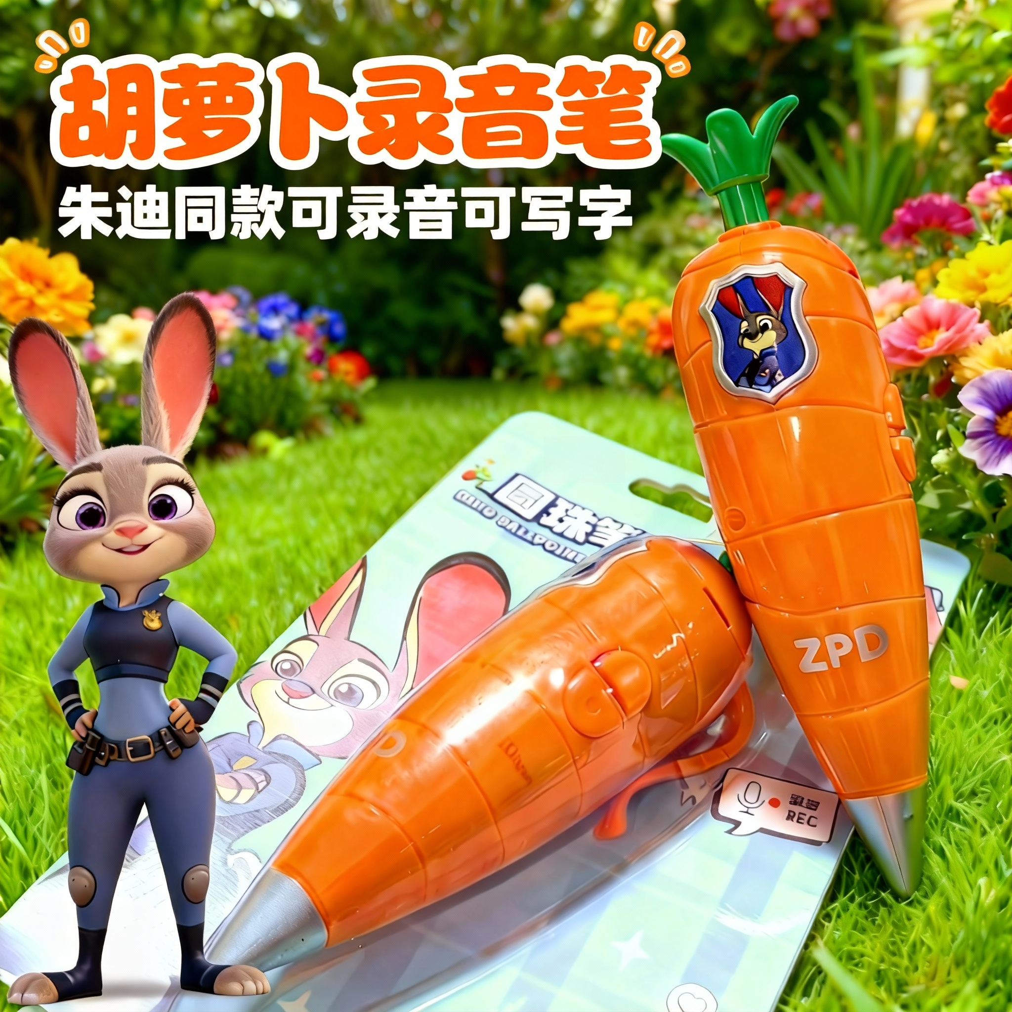新款朱迪胡萝卜录音按压写字笔爱你搭档奖励小玩具疯狂动物城同款