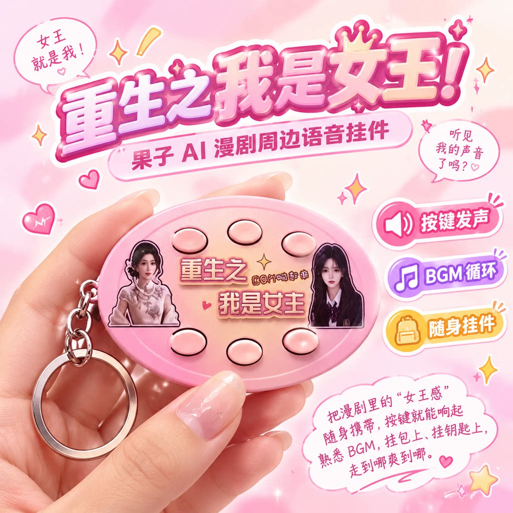 重生之我是女王ai漫剧周边女主语音小挂件bgm按键发声钥匙扣玩具