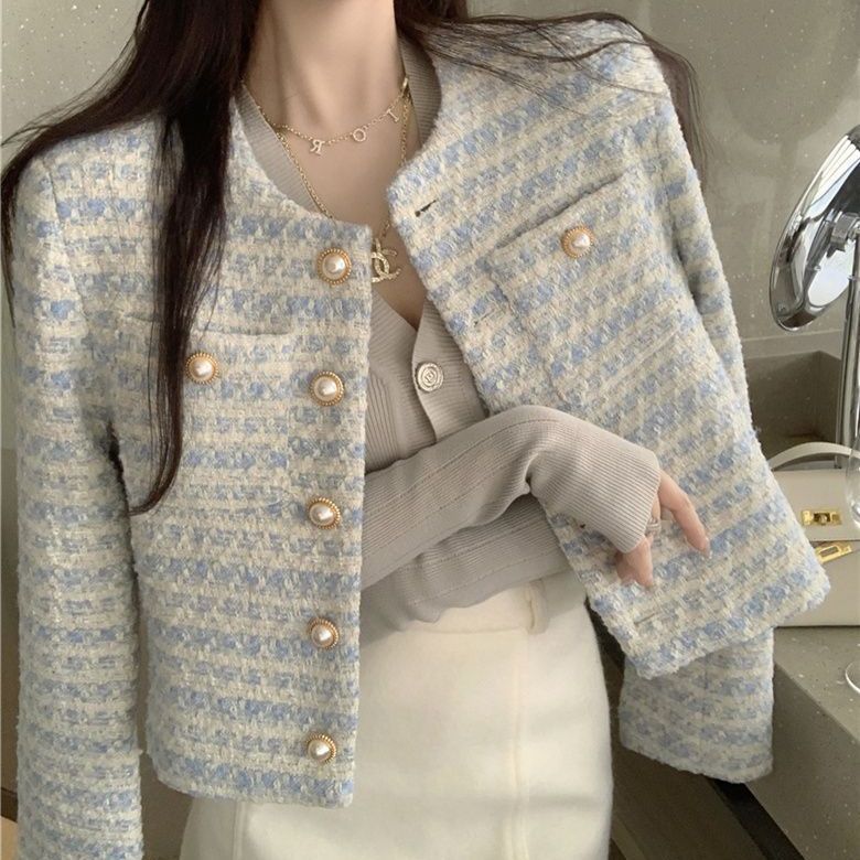 珍珠扣小香风外套女2026