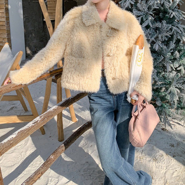 软糯羊羔毛外套女2025冬