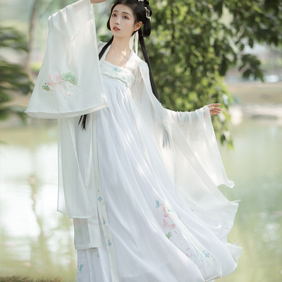 荷叶原创一片式广袖百搭齐胸襦裙