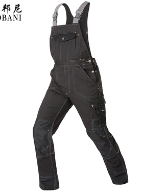 酷格邦尼连体工作服男电工工装背带裤耐磨机修工人大码宽松劳保服