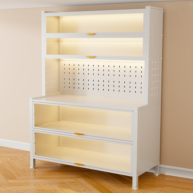 婴儿喂 养台厨房置物架落地收纳柜微波炉家用多功能铁皮整体橱柜