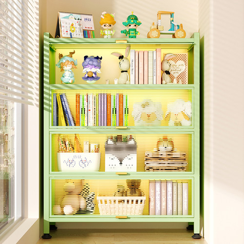 钢制书柜家用儿童防尘书架客厅卧室带门储物展示柜铁艺置物收纳柜