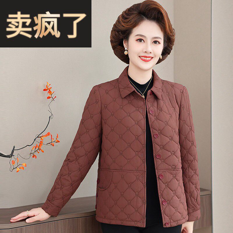妈妈春装轻薄棉衣外套2025新款高档中老年女秋冬夹克衫中年上衣厚