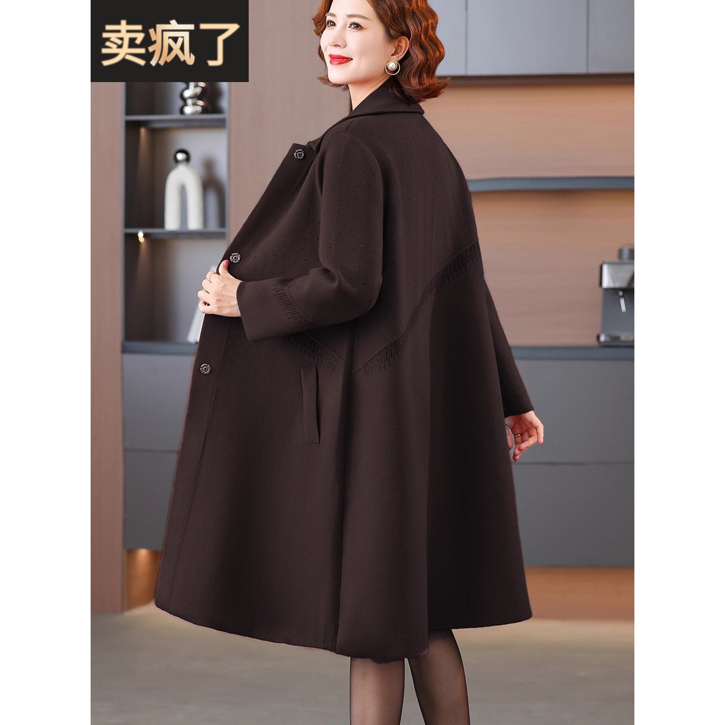 中老年加厚毛呢外套女妈妈装秋冬中长款洋气大衣大码风衣2025新款