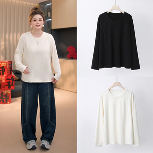 胖佳佳 新款 美利诺 冬季 显瘦休闲百搭上衣女 圆领加绒打底衫