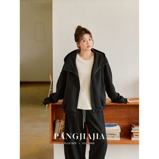 胖佳佳 新款 胖妹妹mm大码 松弛主义卫衣春季 休闲宽松外套 女装