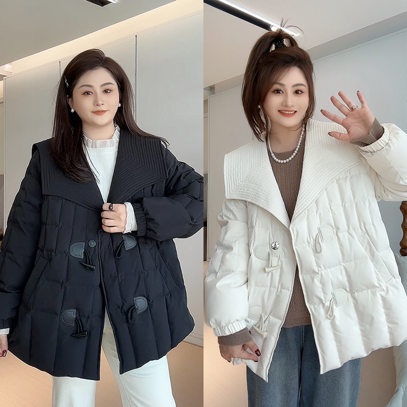 【胖佳佳】定格时光 加厚翻领羽绒服冬季宽松百搭大衣H624R13887