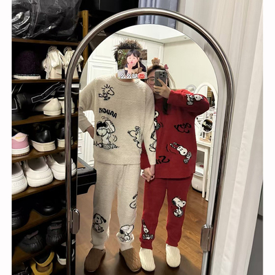 【胖佳佳】热能睡衣 半边绒家居服两件套减龄可外穿女H624Z18318