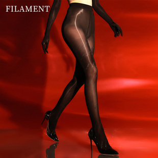 芊丝印花字母马油袜子丝袜个性时尚光滑连裤袜性感美腿袜细腻油亮