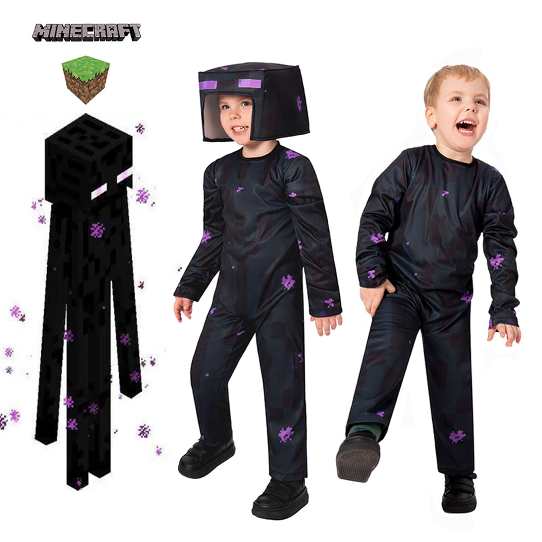 万圣节新款儿童cos服 我的世界minecraft末影人角色扮演演出服装
