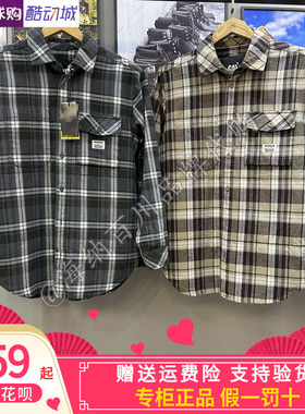 CAT卡特25秋冬新品男士全棉宽松工装贴袋长袖格子衬衫CO3SHW31121