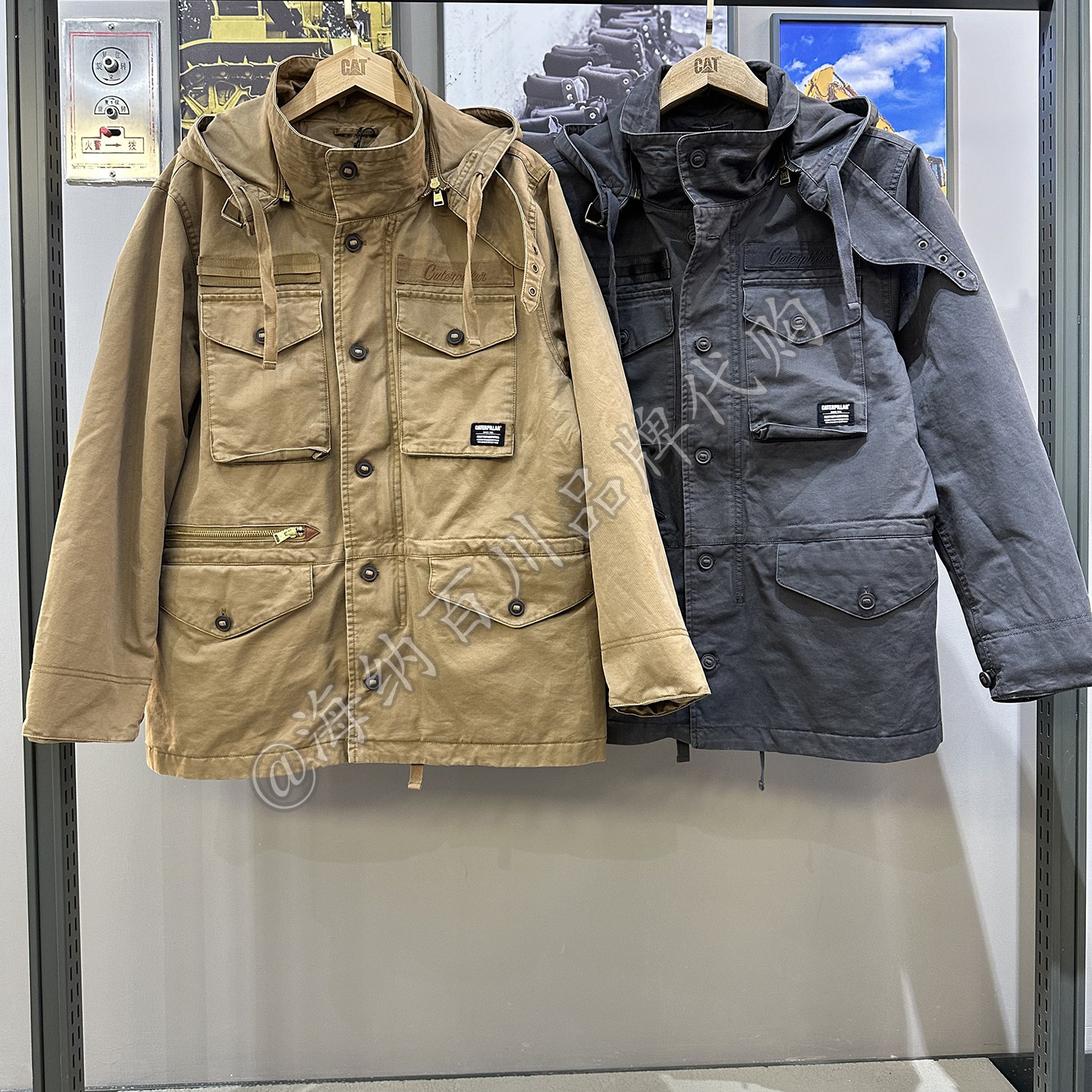 卡特可拆卸帽子变立领工装棉服