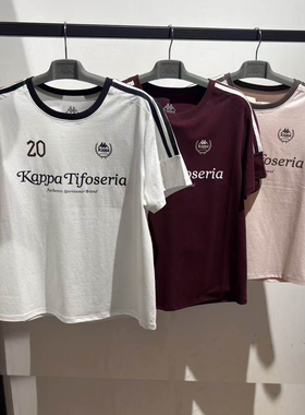 卡帕背靠背Kappa女子2026夏款运动休闲圆领串标体恤短袖K0G42TD08