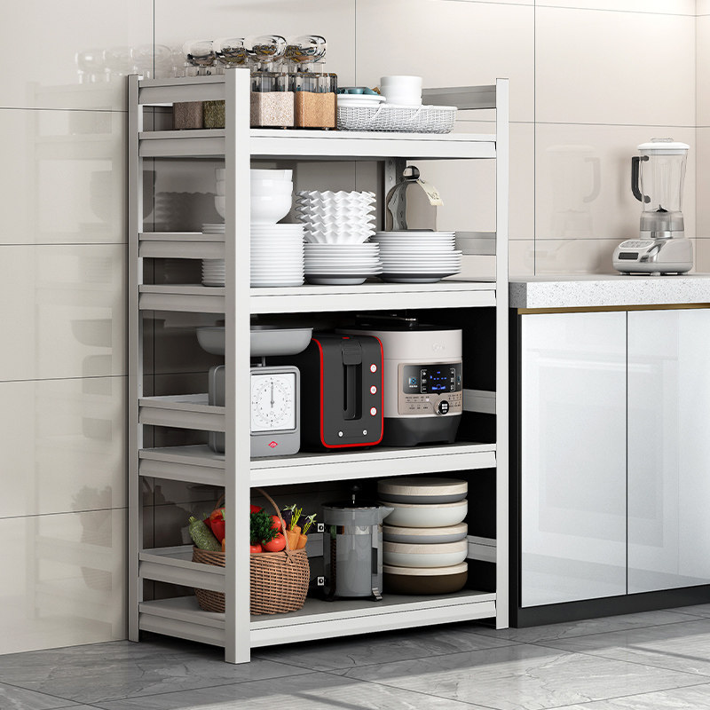 白色厨房置物架落地式多层多功能收纳层架子微波炉烤箱阳台置物架