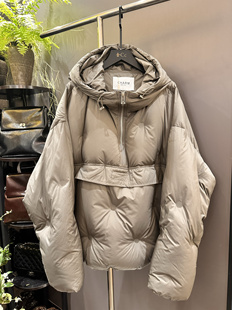 韩货原单2024冬装欧货韩范保暖两侧拉链白鸭绒外套ins套头羽绒服