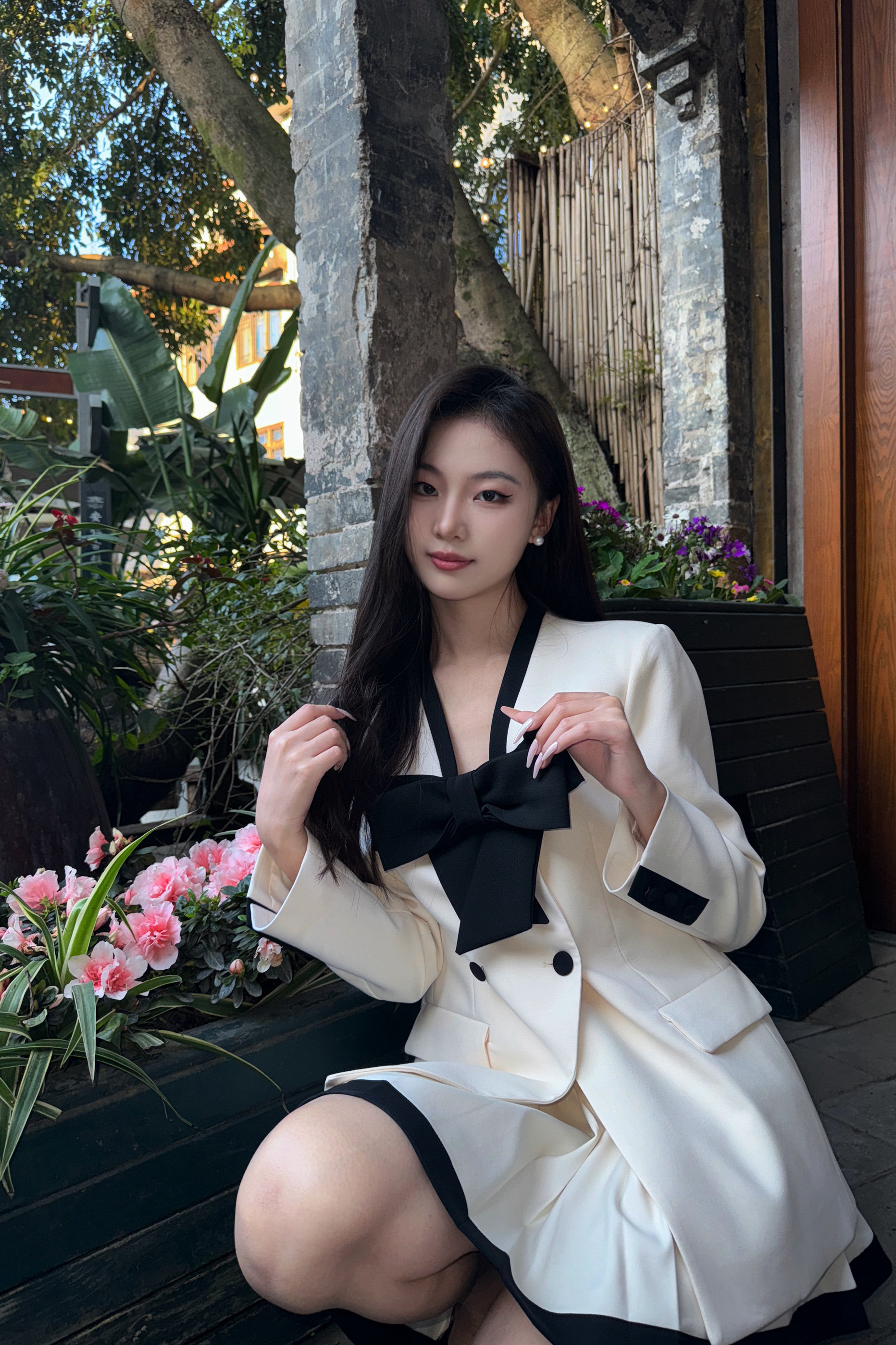 冷淡系小香风西装外套女春秋新款修身显瘦赫本风港味两件套裙西服