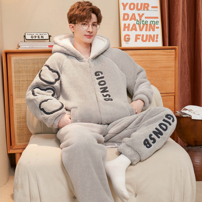 珊瑚绒睡衣男士2025新款秋冬季