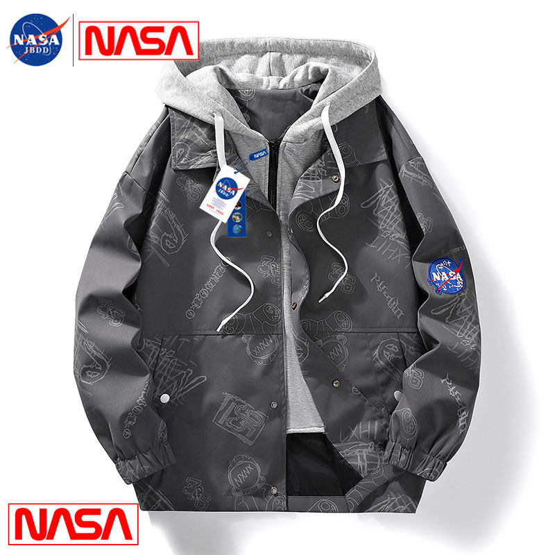 nasa官网联名潮牌外套男春秋季青年宽松版情侣休闲夹克男装上衣服