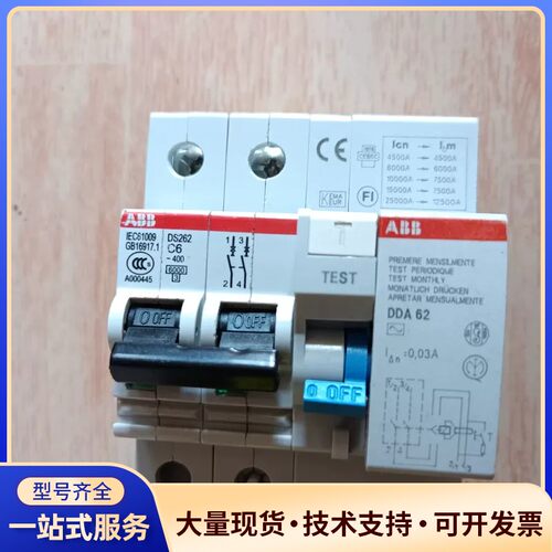 ABB触电保护器空气空开双极双线2P6A漏电保护器DS262询价