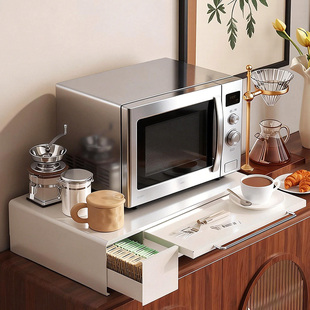 厨房台面微波炉抽屉式防尘置物架带延伸板烤箱小家电多功能收纳架