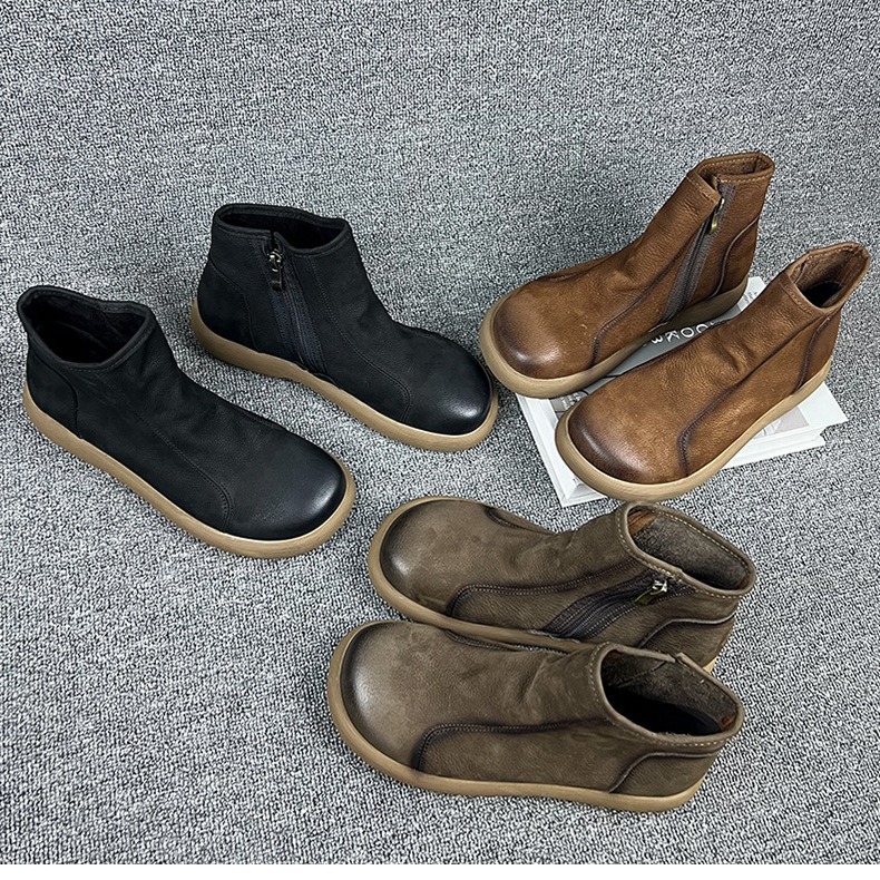 大头皮鞋宽头休闲男鞋高帮马丁靴复古磨砂皮短靴冬季加绒潮流棉鞋
