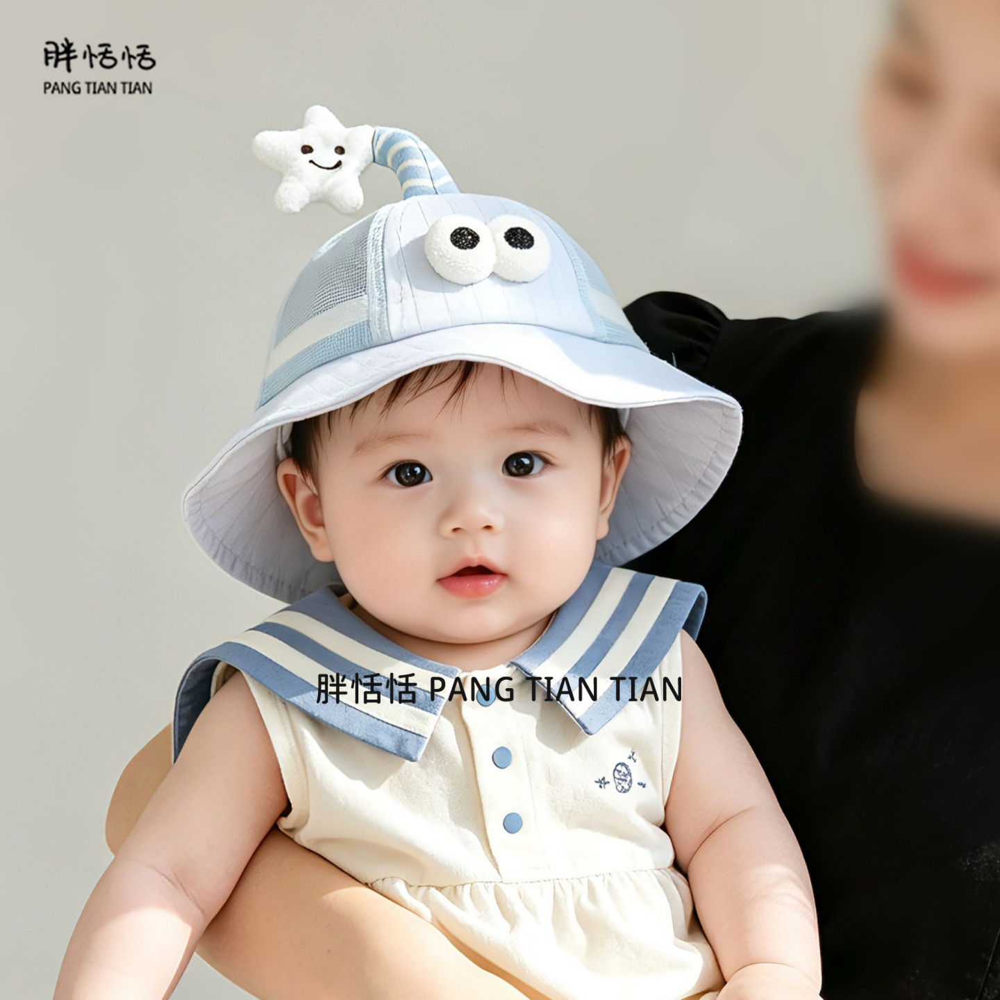 婴儿夏季纯棉薄款防晒渔夫帽图片