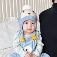 婴儿帽子秋冬季超萌卡通企鹅护耳帽男童女宝宝冬天加厚保暖毛线帽