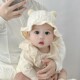 婴儿帽子春秋款 小月龄可爱洋气双球抽绳帽秋冬女童宝宝超萌渔夫帽