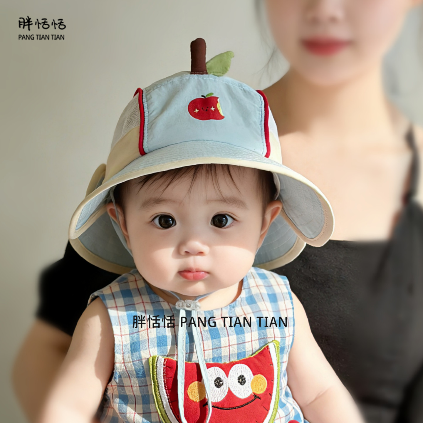 夏季婴儿双宽檐防晒遮阳渔夫帽图片