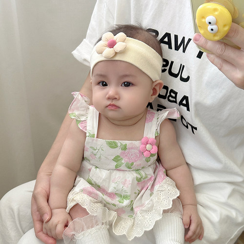 小月龄女宝宝遮头卤门纯棉发带