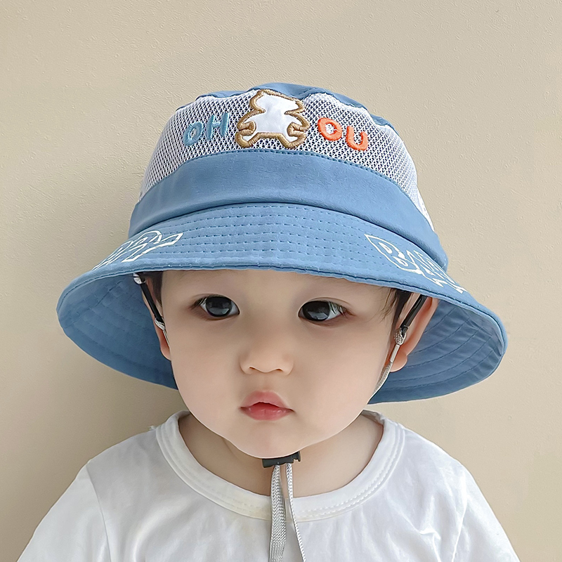 宝宝帽子夏季男童女童可爱薄款遮阳防晒太阳夏天婴儿童网眼渔夫帽