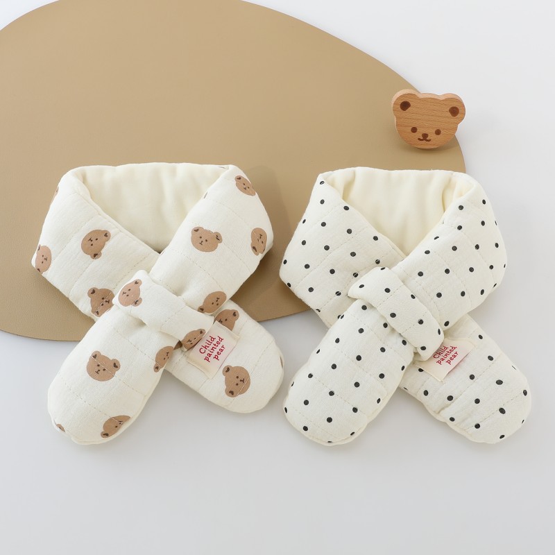 秋冬款纯棉加厚防风围脖交叉巾