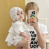 婴儿帽子春秋薄款 蕾丝网纱公主帽夏天小月龄女宝宝防晒透气遮阳帽