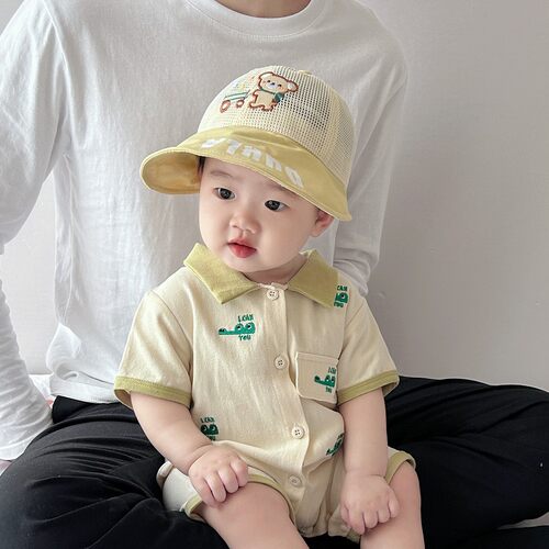 婴儿夏季防晒可爱透气大檐遮阳帽