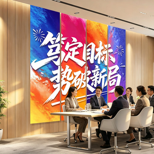 励志条幅布挂布办公室氛围装饰