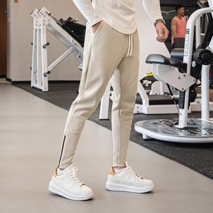 脚篮球训练加绒卫裤 小脚拉链裤 男休闲宽松跑步健身裤 秋冬运动长裤