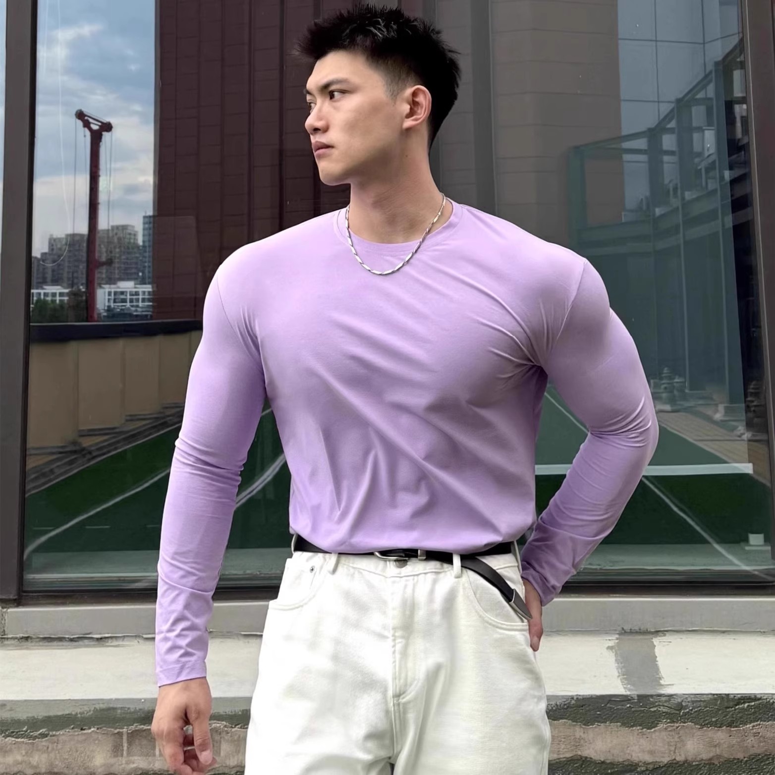 健身长袖T恤肌肉男款紧身衣