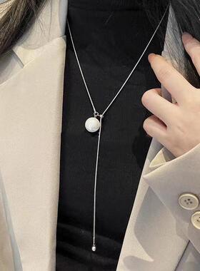 小众设计感可抽拉珍珠长款项链