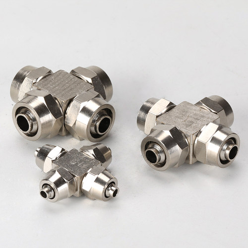 Sqeldt气动快速接头气管锁母快拧接头十字四通6mm/8mm/10mm/12mm
