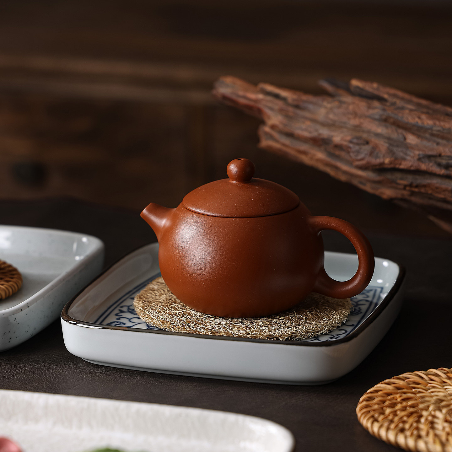 复古青花手绘釉下彩陶瓷茶承