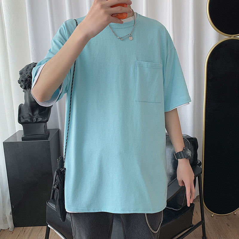 DX24099-P25大口袋百搭短袖t恤男大码半袖体恤上衣服,男装T恤,电商A040