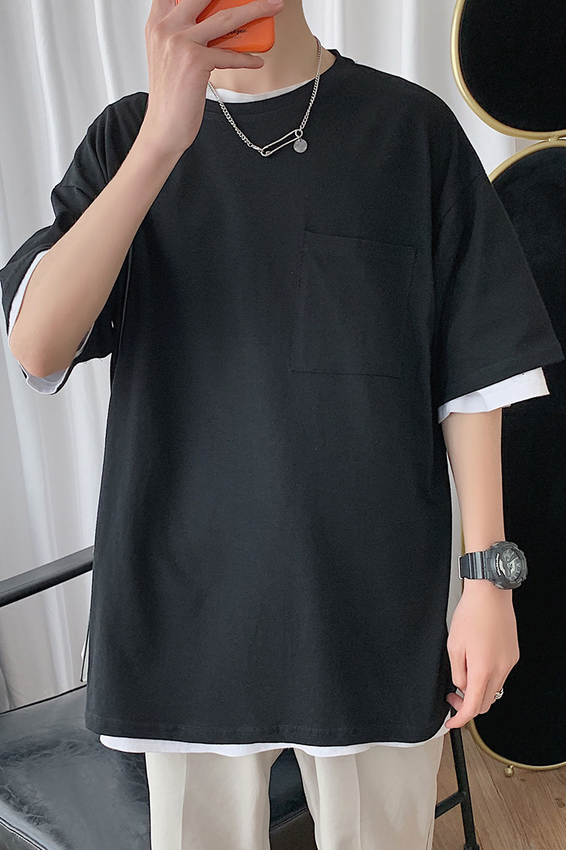 DX24099-P25大口袋百搭短袖t恤男大码半袖体恤上衣服,男装T恤,电商A040