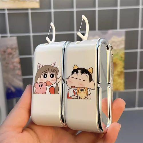 高颜值小新弹出式牙线盒卡通牙线收纳盒带镜子便携盒自动弹出随身