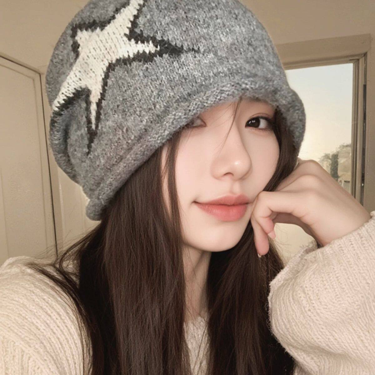 2025秋冬新款美式复古卷边针织堆堆帽大头围显脸小毛线包头冷帽女,服饰配件/皮带/帽子/围巾,帽子,淘宝优惠券,粉丝福利购,淘宝优惠卷