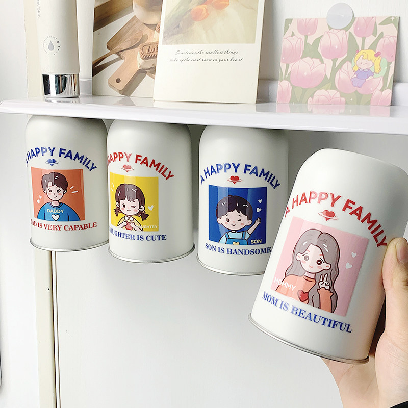 ins不锈钢卡通一家四口家庭漱口杯简约创意高颜值防霉牙刷洗漱,家庭/个人清洁工具,洗漱杯,淘宝优惠券,粉丝福利购,淘宝优惠卷