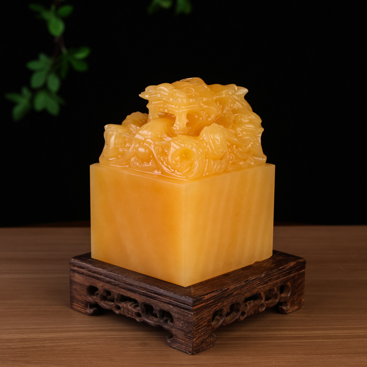 黄玉九龙玉玺摆件龙头印章篆刻字传国福玉玺摆件大印办公室桌官印